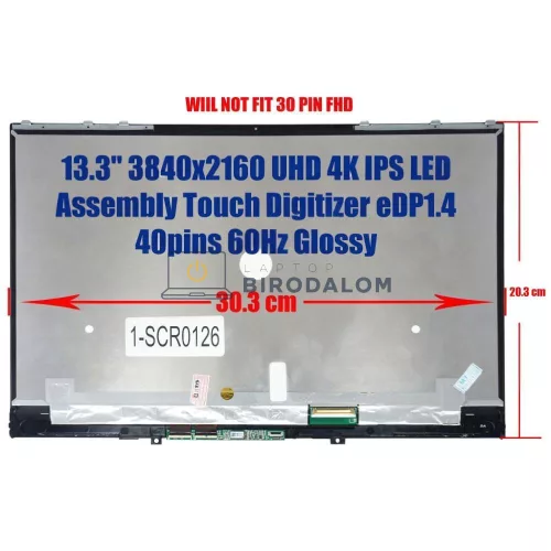 Lenovo Yoga 730-13IKB 13.3" UHD 4K IPS érintőképernyős laptop kijelző (40 pin - jobb)