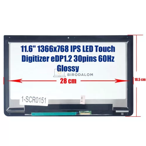 Toshiba Satellite Radius 11 L10W-B, L10W-C, L15W-C 11.6" HD IPS fényes érintőképernyős laptop kijelző, 30 pin - jobb (1422-01VX000, B116XAN04.1)