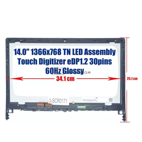 Lenovo Flex 2-14, Flex 2-14D 14.0" HD TN érintőképernyős laptop kijelző, 30 pin (N140BGE-EA3)