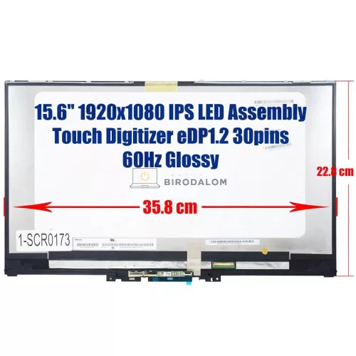 Lenovo Yoga 720-15IKB 15.6" Full HD IPS érintőképernyős laptop kijelző, teljes egység, 30 pin jobb