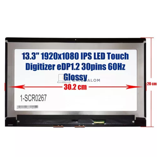 HP ENVY x360 13-AR érintőképernyős laptop kijelző, 13.3" Full HD IPS (30 pin - jobb)
