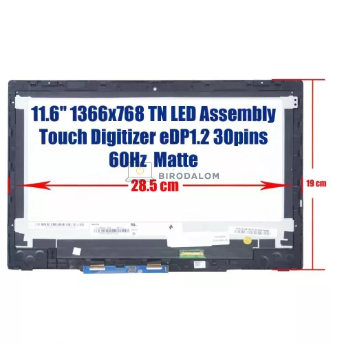HP ChromeBook x360 11 G4, x360 11 G4 EE 11.6" HD TN érintőképernyős laptop kijelző (30 pin - jobb)