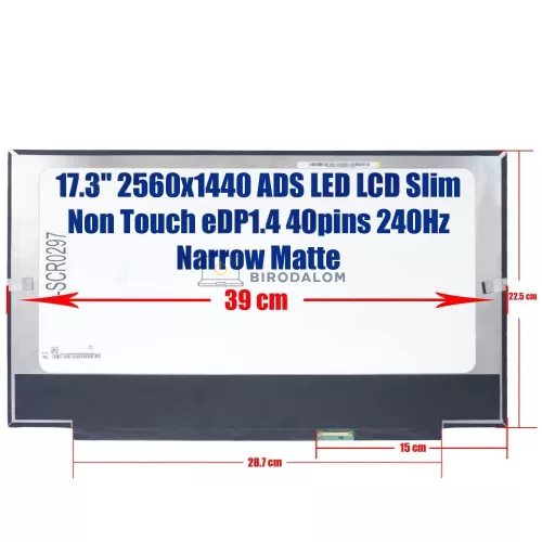 Asus TUF Gaming F15 FA707NU, FA707NV, FA707XI 17.3" QHD ADS 240Hz laptop kijelző (40 pin - jobb)