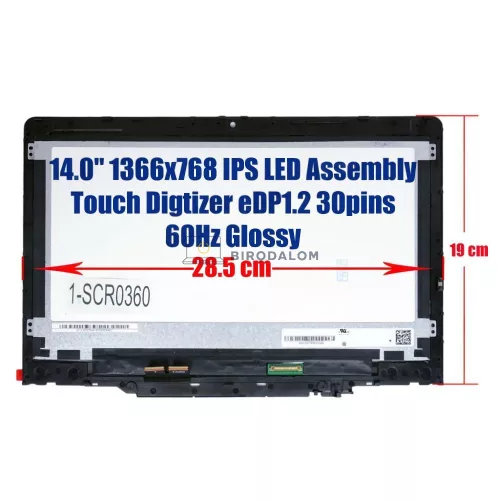 Lenovo ThinkPad 11e Yoga Gen 6 20SE 20SF 11.6" HD IPS érintőképernyős laptop kijelző (30 pin - jobb)