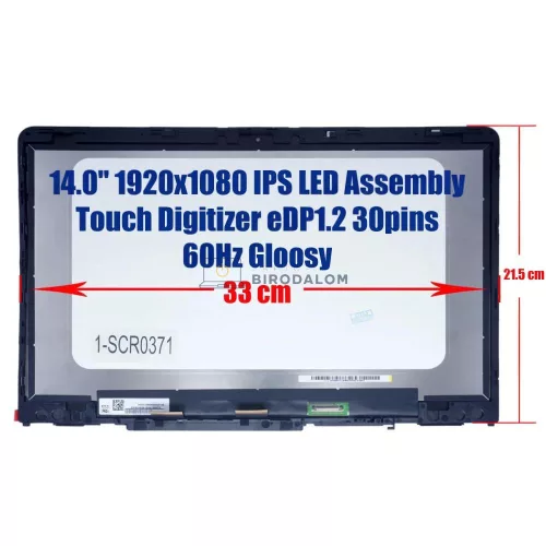 HP Pavilion x360 14-BA, 14M-BA, 14T-BA, 14M-BA011DX érintőképernyős laptop kijelző 14.0" FHD IPS (30 pin - jobb)