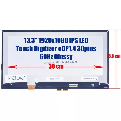 Samsung Galaxy Book Flex 930QCG, NP930QCG-K01US, NP930QCG-K01HK 13.3" FHD IPS érintőképernyős laptop kijelző, 30 pin (NE133FHM-A61)