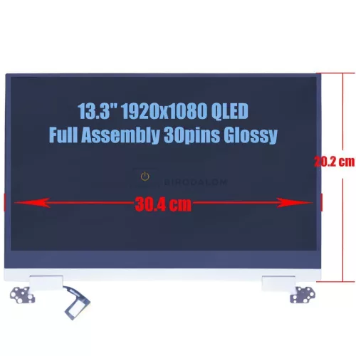 Samsung Galaxy Book Flex Alpha 13.3" Full HD érintőképernyős QLED laptop kijelző, 30 pin jobb, ezüst (BA96-07426B, BA96-07426C)