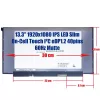 Gyári új, matt 13.3" Full HD IPS érintőképernyős laptop kijelző (NV133FHM-T04, NV133FHM-T02) (40 pin - jobb)