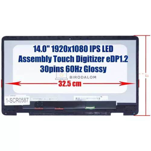 Asus ZenBook Flip UX461, UX461U, UX461UA, UX461F, UX461FA 14.0" Full HD IPS érintőképernyős laptop kijelző (MB140CS01-4, 90NB0GD0-R20010) (30 pin - jobb)