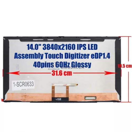 HP EliteBook x360 1040 G7, 1040 G8 14.0" 4K UHD IPS érintőképernyős laptop kijelző (40 pin, jobb)