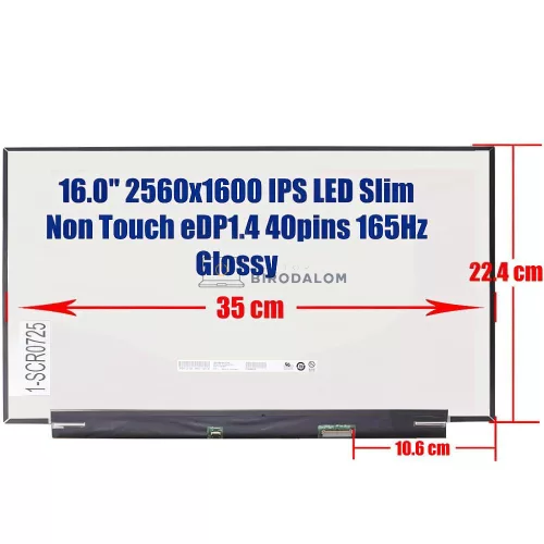 MSI Creator Z16 MS-1571, Prestige A13VF, A13VFTA, A13VEAT, A13VGTA 16.0" WQXGA IPS Mini LED laptop kijelző (40 pin, jobb)