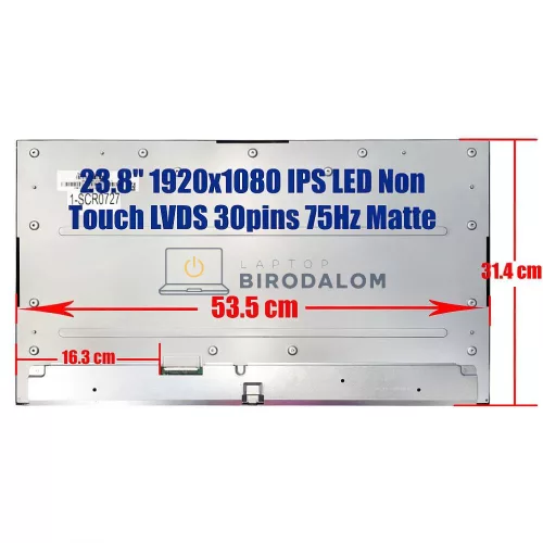 Gyári új, matt 23,8" Full HD IPS LED kijelző panel All-in-One PC-hez – LVDS 30 pin – M238HCA-L5Z, MV238FHM-N60, M238HAN03.2