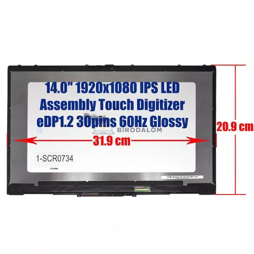 Lenovo ThinkPad X1 Yoga 4th Gen 20QF, 20QG, 20SA, 20SB 14.0" Full HD IPS érintőképernyős laptop kijelző, szürke (30 pin - jobb)