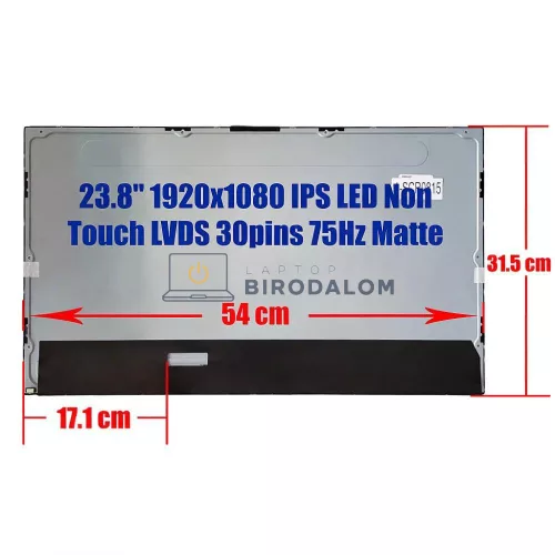 Dell Inspiron 24 3475 / 3477 / 3480, Wyse 5470 AIO 23.8" Full HD IPS All-in-One PC kijelző panel (MV238FHM-N30 / LM238WF2(SL)(K3)) LVDS 30 pin, matt