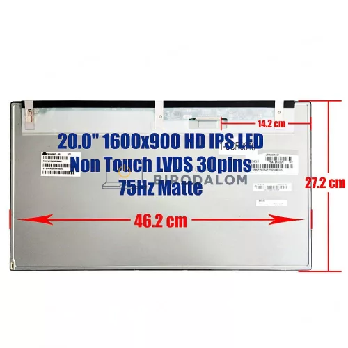 HP ProOne 400 G2 All-in-One 20" HD+ IPS LED kijelző panel csere, matt (LTM200KL01, LTM200KT12-M01) LVDS 30 pin