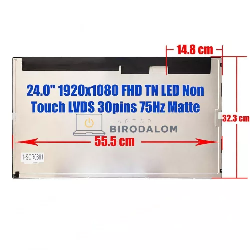 Gyári új, matt 24.0" Full HD (1920x1080) TN LED kijelző panel All-in-One PC-hez, 75Hz, LVDS 30 pin – AUO M240HTN01