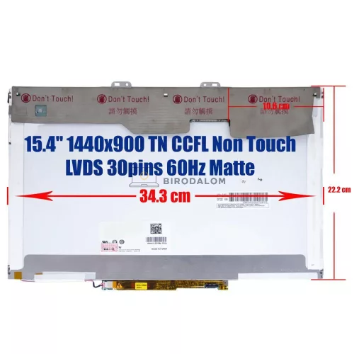 15.4" HD+ (1440×900) WXGA+ CCFL laptop kijelző, 30 pin jobb (LP154WP1, LTN154BT05)