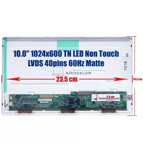 Asus Eee PC 1000H, 1005HA, 1001PX 10.0" WSVGA (1024x600) LED laptop kijelző, 30 pin, jobb (HSD100IFW1-A00, HSD100IFW4-A00)