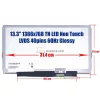 13.3" HD (1366x768) TN LED laptop kijelző, 40 pin jobb – B133XW01 V.0, CLAA133WA01A, LTN133AT16