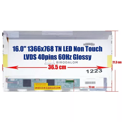 Toshiba Satellite A660, Satellite A665 16.0" HD TN laptop kijelző (40 pin – jobb)