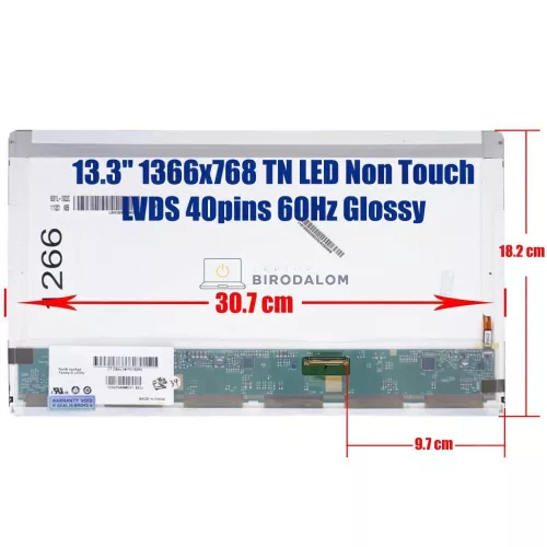 13.3" HD (1366x768) TN LED laptop kijelző, 40 pin jobb – LP133WH1, N133B6-L01, B133XW02, LTN133AT17