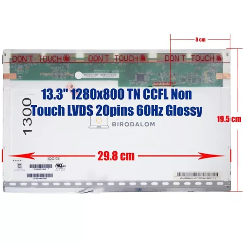 13.3" WXGA (1280x800) TN CCFL laptop kijelző, 20 pin – B133EW01, LP133WX1, LTN133AT07