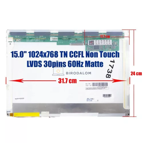 Toshiba Satellite A30, A35, A50 15.0" XGA TN CCFL laptop kijelző (1024x768, 30 pin, jobb) – LTN150XC-L01, LP150X08