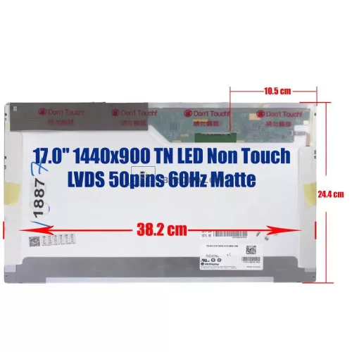 Dell 17.0" HD+ (1440x900) LED laptop kijelző, 50 pin