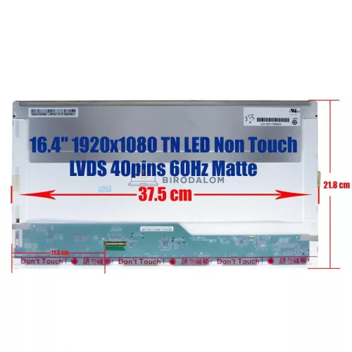Sony VAIO VPC-F22, PCG-81312M, PCG-81411M 16.4" Full HD TN LED laptop kijelző, 40 pin, bal csatlakozó