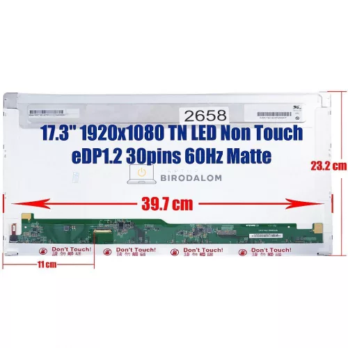 17.3" Full HD TN laptop kijelző (30 pin - bal) – Asus ROG GL752VW, Dell Inspiron 17 5748, MSI GP73 GL73