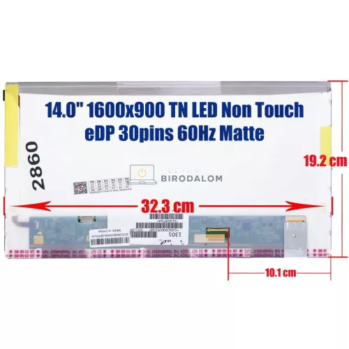 HP EliteBook 8440P 14.0" HD+ TN LED laptop kijelző, 30 pin (B140RW01 / LTN140KT02)