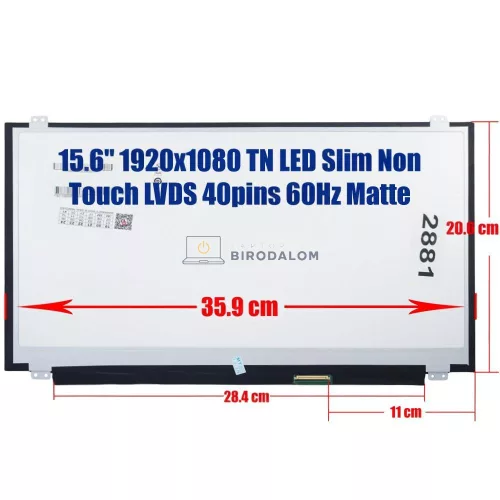 Dell Inspiron 15-5558, 15-5559, Latitude E6540 15.6" Full HD TN laptop kijelző (40 pin - jobb)