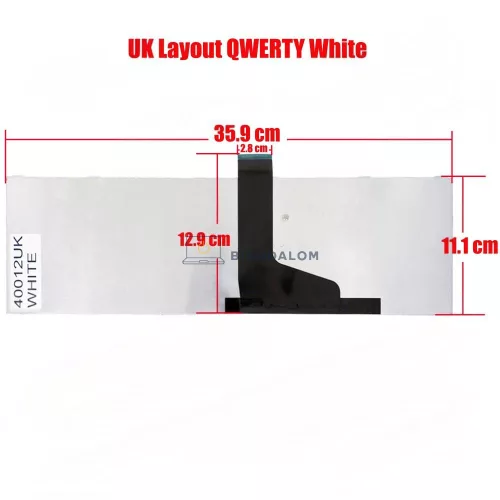 Toshiba Satellite C850, C855, C870, C875, L850, L855, L870, L875 gyári billentyűzet (UK kiosztás, fehér)
