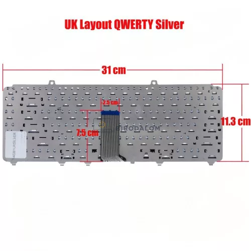 Dell Inspiron 1318, 1415, 1420, 1520, 1521, 1525, 1526, 1530, 1540, 1545, Vostro 1400, 1500 gyári billentyűzet (UK kiosztás, ezüst)