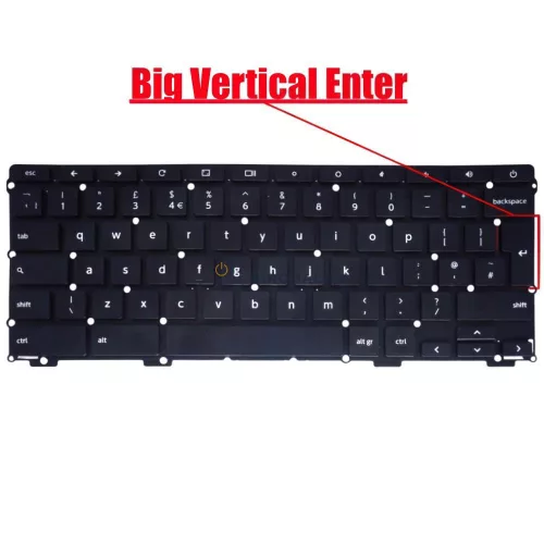 Toshiba Chromebook CB30-A, CB30-B, CB35-A, CB35-B, CB35-C, Chromebook 2 CB30-B007 gyári billentyűzet (UK kiosztás, fekete, keret nélkül)