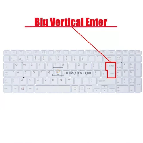 Toshiba Satellite L50-B, L50-C, L50D-B, C55-C, L55-C gyári billentyűzet (UK kiosztás, fehér)