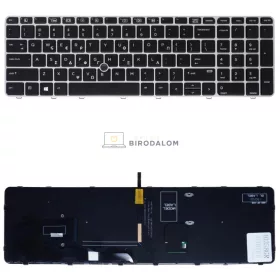   HP EliteBook 755 G3/G4, 850 G3/G4, ZBook 15U G3/G4 gyári billentyűzet (GR kiosztás, háttérvilágítással, ezüst keret)