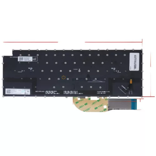 Dell XPS 15 9500, 9510, 9520, XPS 17 9700, 9710, 9720, Precision 5550, 5560, 5750, 5760 gyári billentyűzet (US kiosztás, háttérvilágítással, fekete, keret nélkül)