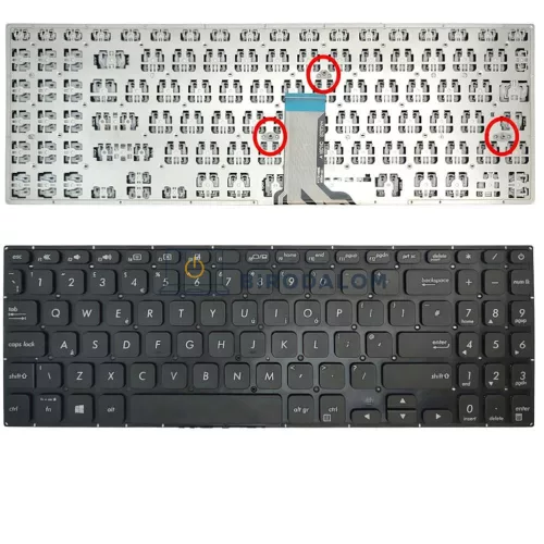 Asus VivoBook S530, S530UA, S530UN, S530FA, S5300F, S5300FN gyári billentyűzet (US kiosztás, fekete)