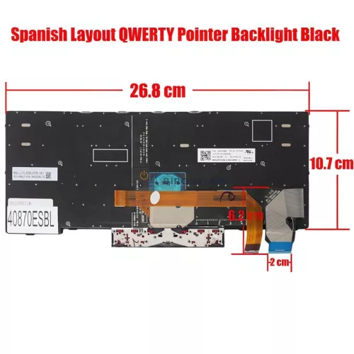 Lenovo ThinkPad X280, X390, X395, A285, L13 Yoga, X13 gyári billentyűzet (ES kiosztás, háttérvilágítással, fekete keret)