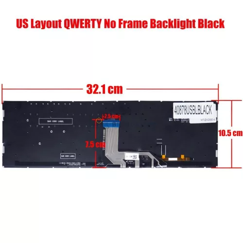 Asus VivoBook 15 S533, X513, M513, M5600IA gyári billentyűzet (US kiosztás, háttérvilágítással, fekete, keret nélkül)