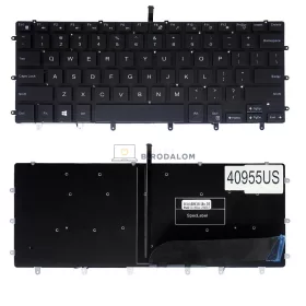   Dell XPS 15 9550, 9560, 9570, 7590 gyári billentyűzet (US kiosztás, háttérvilágítással)