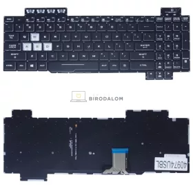   Asus TUF Gaming FX505, FX504, FX705, FX80, FX86, FX95 sorozat gyári billentyűzet (US kiosztás, háttérvilágítással, fekete, keret nélkül)