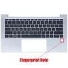 HP EliteBook 630 G9, 630 G10 gyári billentyűzet palmresttel (US kiosztás, háttérvilágítással, ujjlenyomat-olvasóval)