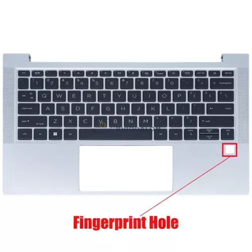HP EliteBook 630 G9, 630 G10 gyári billentyűzet palmresttel (US kiosztás, háttérvilágítással, ujjlenyomat-olvasóval)