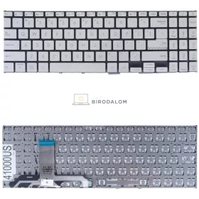   Asus Vivobook 15 X1502, X1502VA, X1502ZA, X1503, X1504, X1504VA, X1504ZA gyári billentyűzet (US kiosztás, ezüst, keret nélkül)