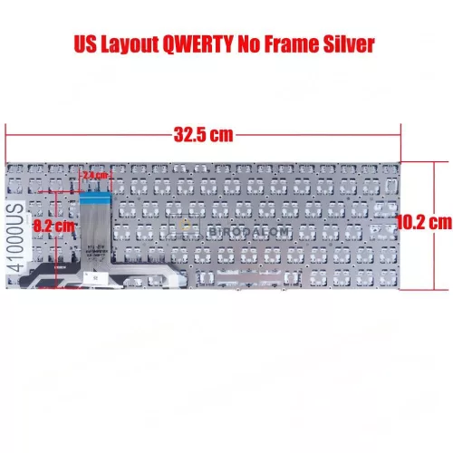 Asus Vivobook 15 X1502, X1502VA, X1502ZA, X1503, X1504, X1504VA, X1504ZA gyári billentyűzet (US kiosztás, ezüst, keret nélkül)
