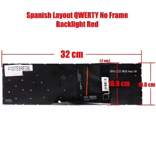 MSI Pulse GL66, GF66, GF76 gyári billentyűzet (ES kiosztás, piros háttérvilágítással)