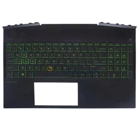   HP Pavilion 15-DK, 15t-DK gyári billentyűzet cserekészlet (US kiosztás, zöld háttérvilágítással)