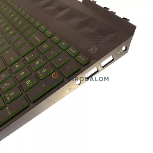 HP Pavilion 15-DK, 15t-DK gyári billentyűzet cserekészlet (US kiosztás, zöld háttérvilágítással)